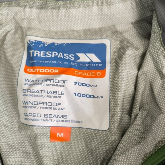 Trespass Hiking Outdoor Utility Cabin Water Repellent Unisex Men's Windbreaker M - Picture 4 of 7